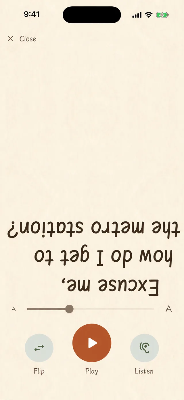 Make the text as large as it goes, then flip it with one tap